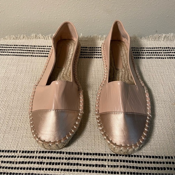ASOS DESIGN / Pink & Rose Gold Joy Toe-Cap Espadrilles Size 10 - Picture 2 of 9